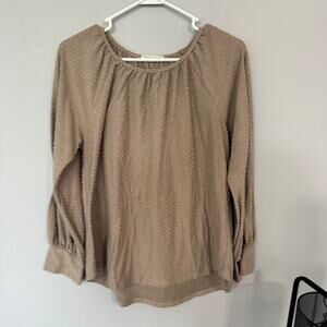 twenty second Light Brown Long Sleeve Top Women's Approx Size Large Modest